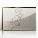 Framed abstract figurative artwork in gold acrylic, showcasing fluid shapes and modern design, perfect for contemporary home decor. Ideal for art enthusiasts and collectors.