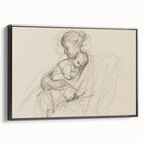 Abstract figurative framed canvas artwork showcasing bold black and white shapes, elegantly presented in a modern frame, perfect for contemporary home decor.