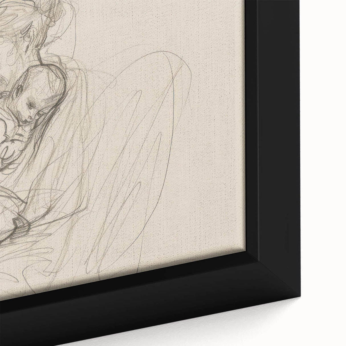 Close-up of an abstract figurative framed canvas artwork showcasing vibrant colors and dynamic shapes, ideal for modern home decor enhancement.