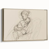 Framed abstract figurative canvas art in gold tones, showcasing modern design elements from a side view, ideal for contemporary home decor.