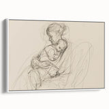 Abstract figurative framed canvas artwork showcasing a modern design with vibrant colors and a sleek white frame, ideal for contemporary home decor. The side view highlights the elegant framing and artistic details, making it a striking addition to any living space.