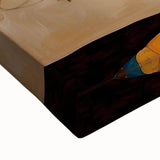 Close-up of vibrant abstract floral wall art on stretched canvas, showcasing intricate details and rich colors, perfect for modern home decor.