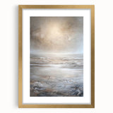 Abstract landscape wall art framed in gold with a white mat, showcasing vibrant colors and dynamic shapes, perfect for modern home decor.