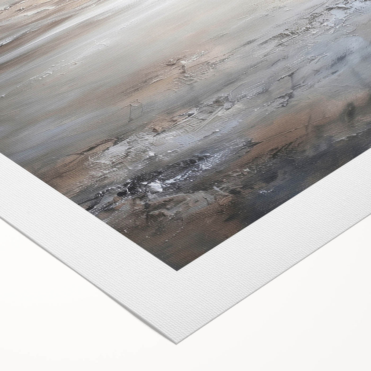 Abstract landscape wall art on rolled canvas showcasing vibrant colors and dynamic shapes, perfect for modern decor. Packaged securely in a cardboard tube for shipping.