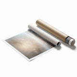 Abstract landscape wall art rolled print showcasing vibrant colors and dynamic shapes, ideal for modern home decor, elegantly packaged for safe delivery.