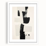 Abstract minimalist wall art framed with a white mat, showcasing soft pastel colors and geometric shapes, perfect for contemporary home decor or office spaces.