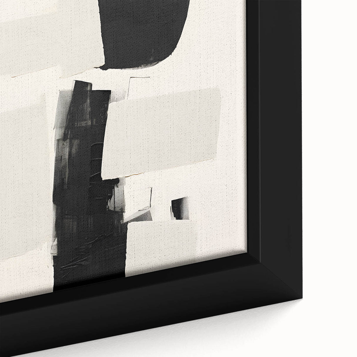 Close-up of framed abstract minimalist wall art featuring soft pastel colors and geometric shapes, perfect for modern home decor or office settings.