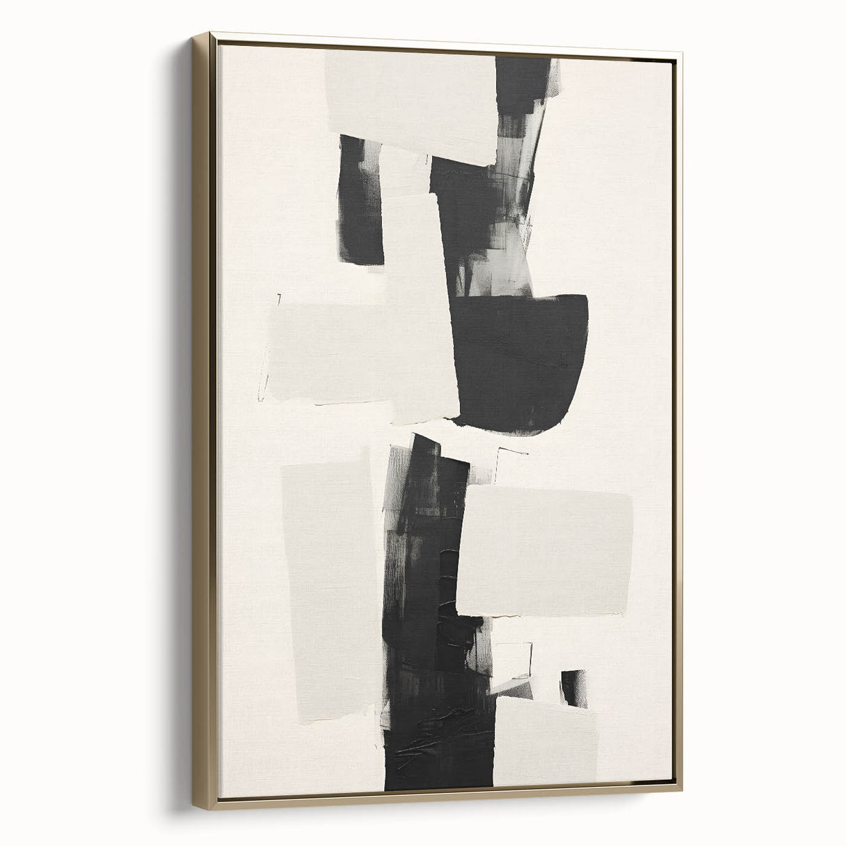 Framed abstract minimalist wall art featuring a gold color palette, showcasing elegant geometric patterns, perfect for modern home decor or office ambiance.