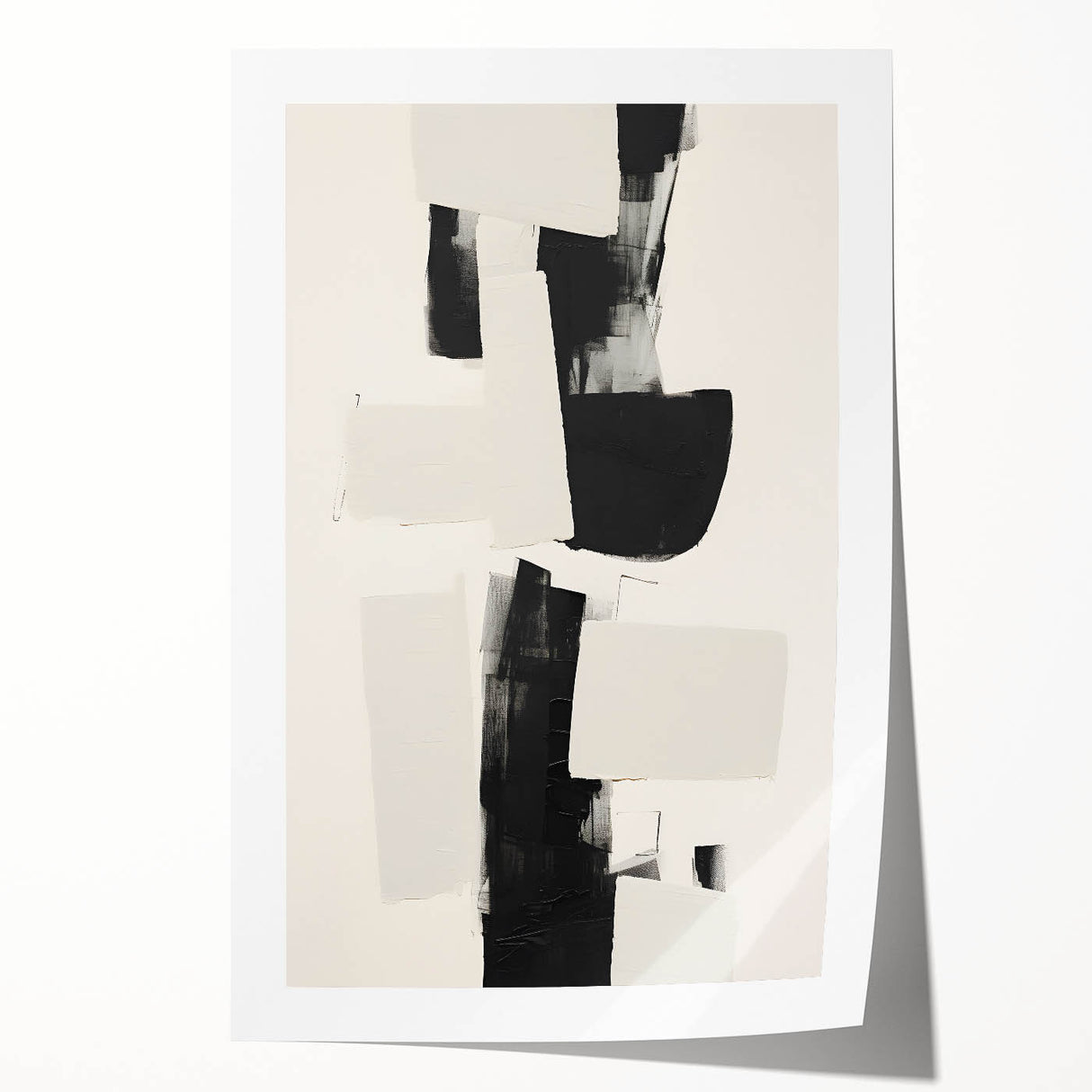 Abstract minimalist wall art print showcasing soft pastel colors and geometric shapes, elegantly rolled and ready for framing, enhancing modern home décor.