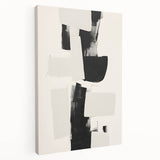 Abstract minimalist wall art on stretched canvas, showcasing geometric shapes in soft pastel colors. Side view highlights the depth and texture of the artwork, ideal for modern home decor.