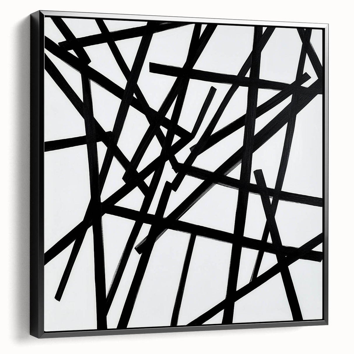 Contemporary Abstract Canvas – Bold Black Stroke Composition