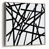 Contemporary Abstract Canvas – Bold Black Stroke Composition