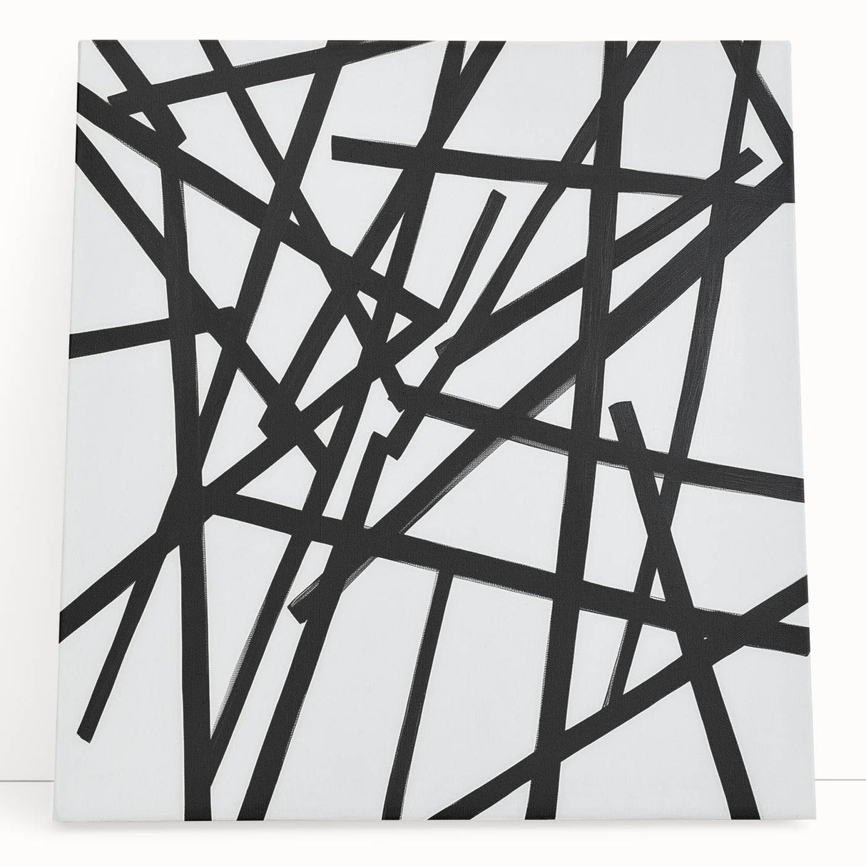 Contemporary Abstract Canvas – Bold Black Stroke Composition