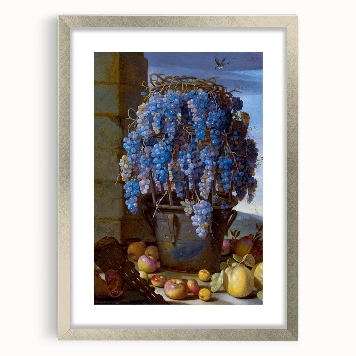 Baroque Still Life with Grapes: Elegant Rococo Wall Art