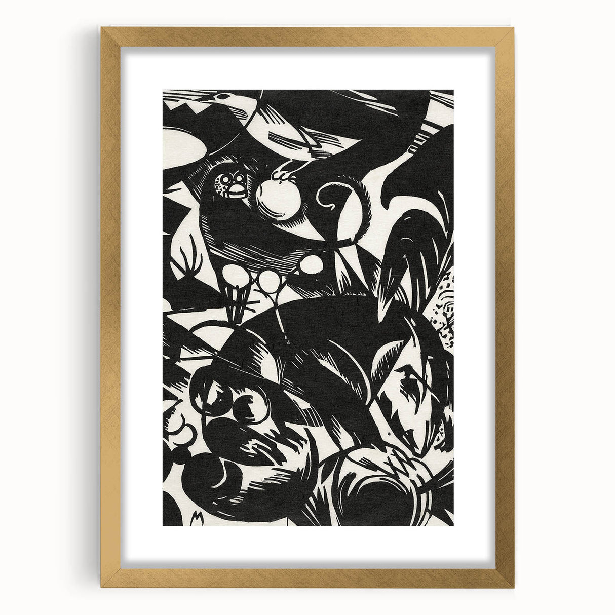 Dynamic Black & White Expressionist Wall Art - Abstract Animal Design