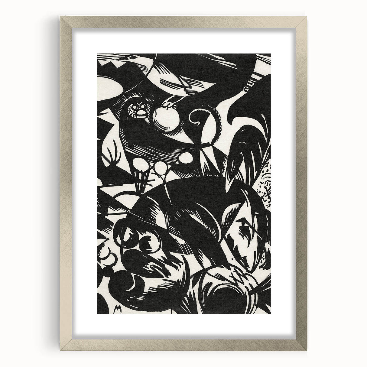 Dynamic Black & White Expressionist Wall Art - Abstract Animal Design