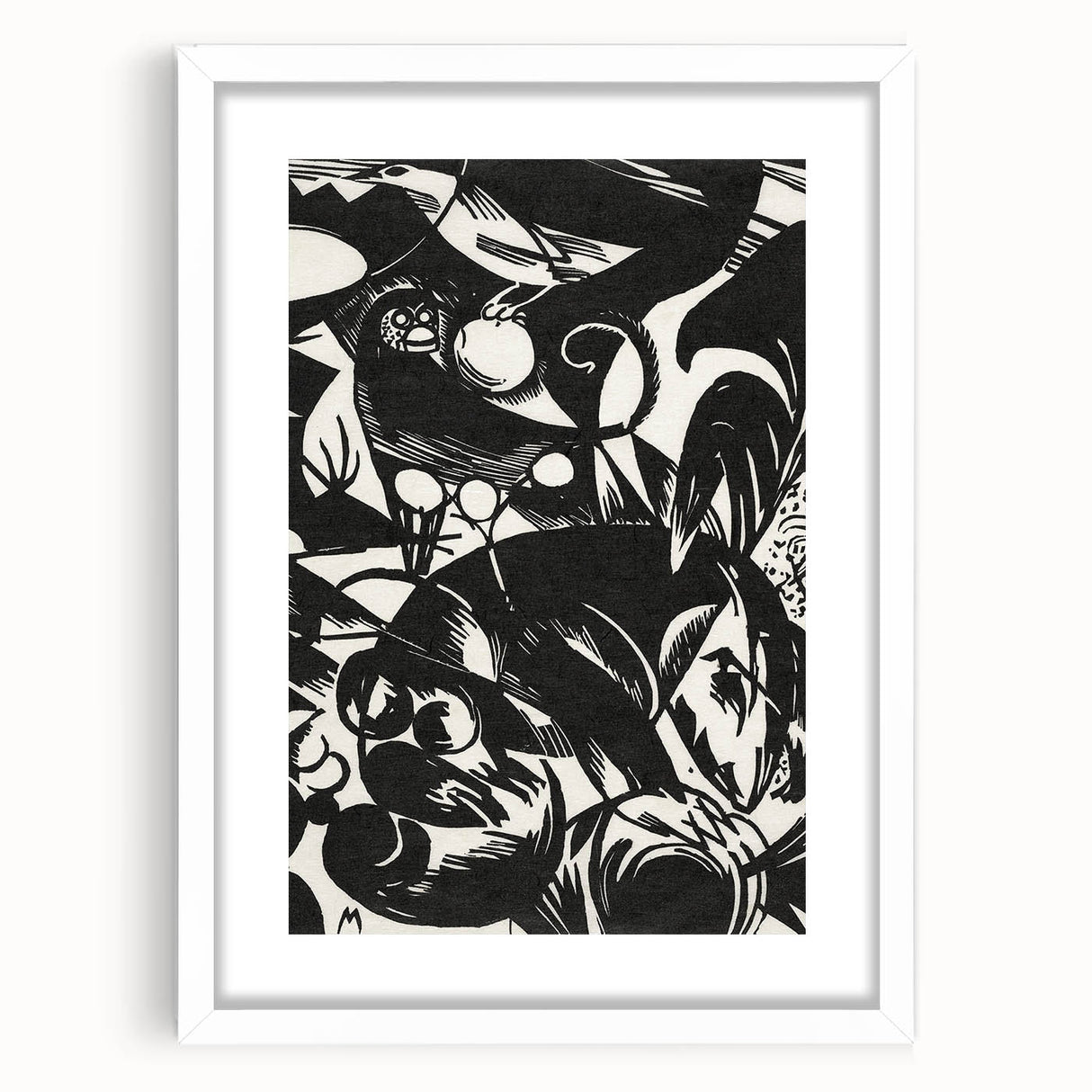 Dynamic Black & White Expressionist Wall Art - Abstract Animal Design