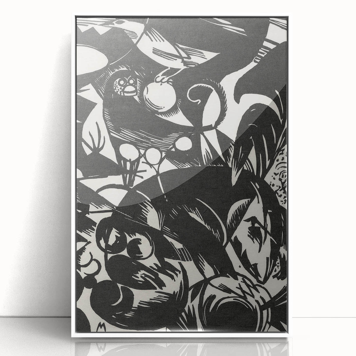 Dynamic Black & White Expressionist Wall Art - Abstract Animal Design