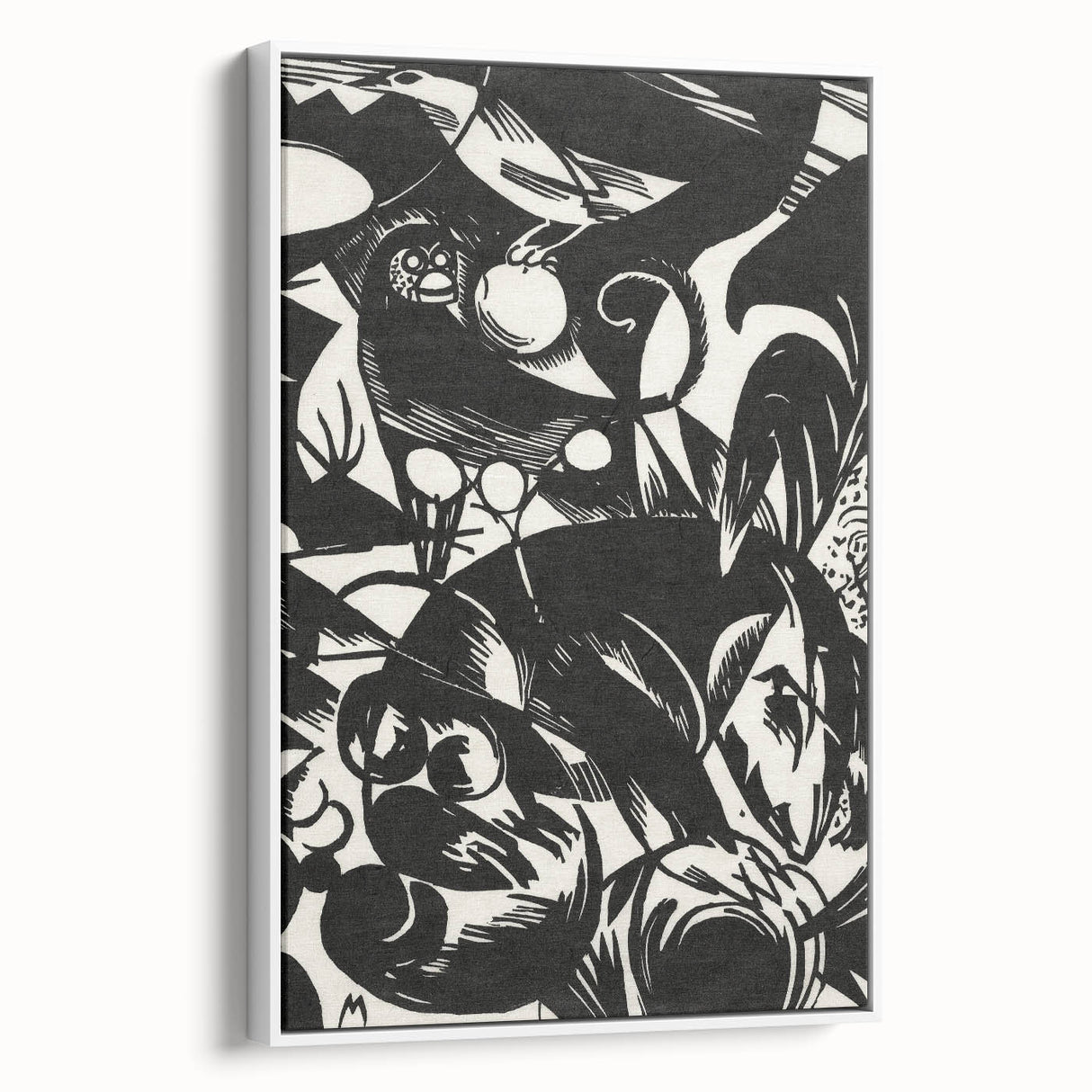 Dynamic Black & White Expressionist Wall Art - Abstract Animal Design
