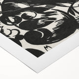 Dynamic Black & White Expressionist Wall Art - Abstract Animal Design