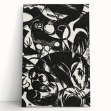 Dynamic Black & White Expressionist Wall Art - Abstract Animal Design