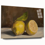 Large abstract wall art featuring assorted fruits in vivid colors on acrylic glass.