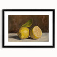 Extra large abstract art print featuring vibrant, textured fruits on a black framed canvas, ideal for living room decor.