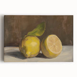 Black and white large art on stretched canvas featuring assorted fruits, ideal for kitchen wall art.