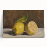 Black and white photo of assorted fruits on stretched canvas, ideal for kitchen wall art.
