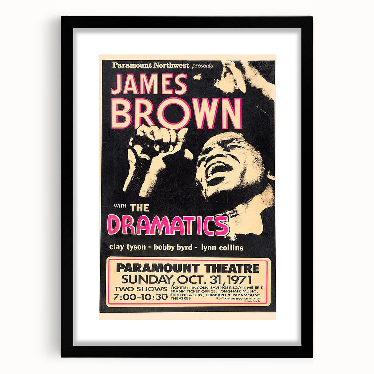 James Brown Retro Wall Art – Vintage 1971 Paramount Concert Print