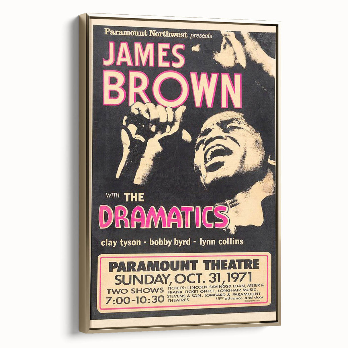 James Brown Retro Wall Art – Vintage 1971 Paramount Concert Print