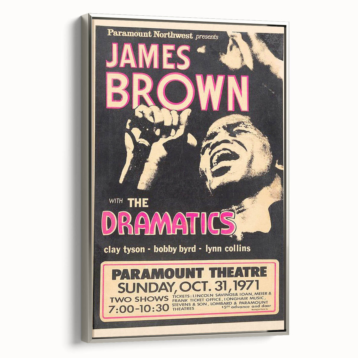 James Brown Retro Wall Art – Vintage 1971 Paramount Concert Print