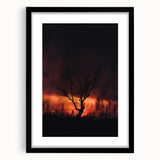 Extra large abstract art print featuring vibrant autumn colors on a textured canvas, framed in black.