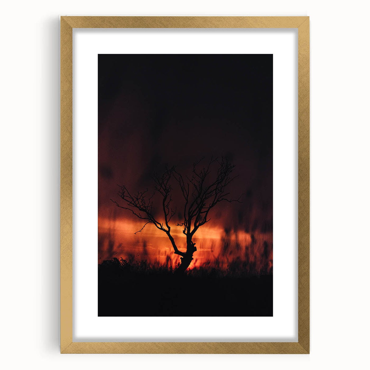 Extra large abstract art print featuring textured fall colors in a gold frame, ideal for living room decor.