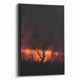Black and white landscape art painting on framed canvas, featuring a vintage poster style, ideal for bedroom wall decor.