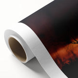 Art Deco poster featuring stylized fall foliage in orange and brown tones on rolled canvas, ideal for nursery wall art.