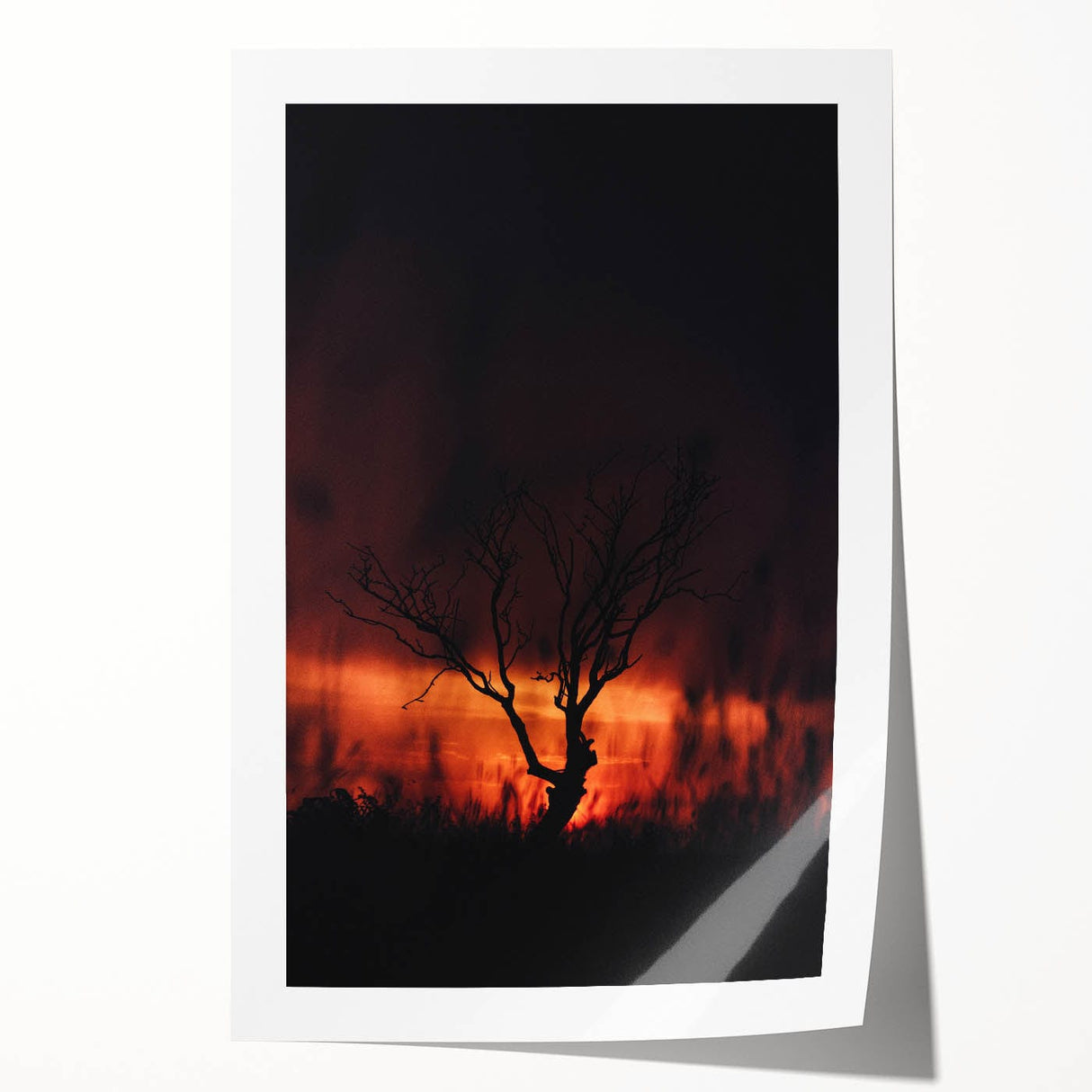 Rolled canvas print featuring a fall-themed floral design in warm red and orange tones, ideal for art wall dining room.
