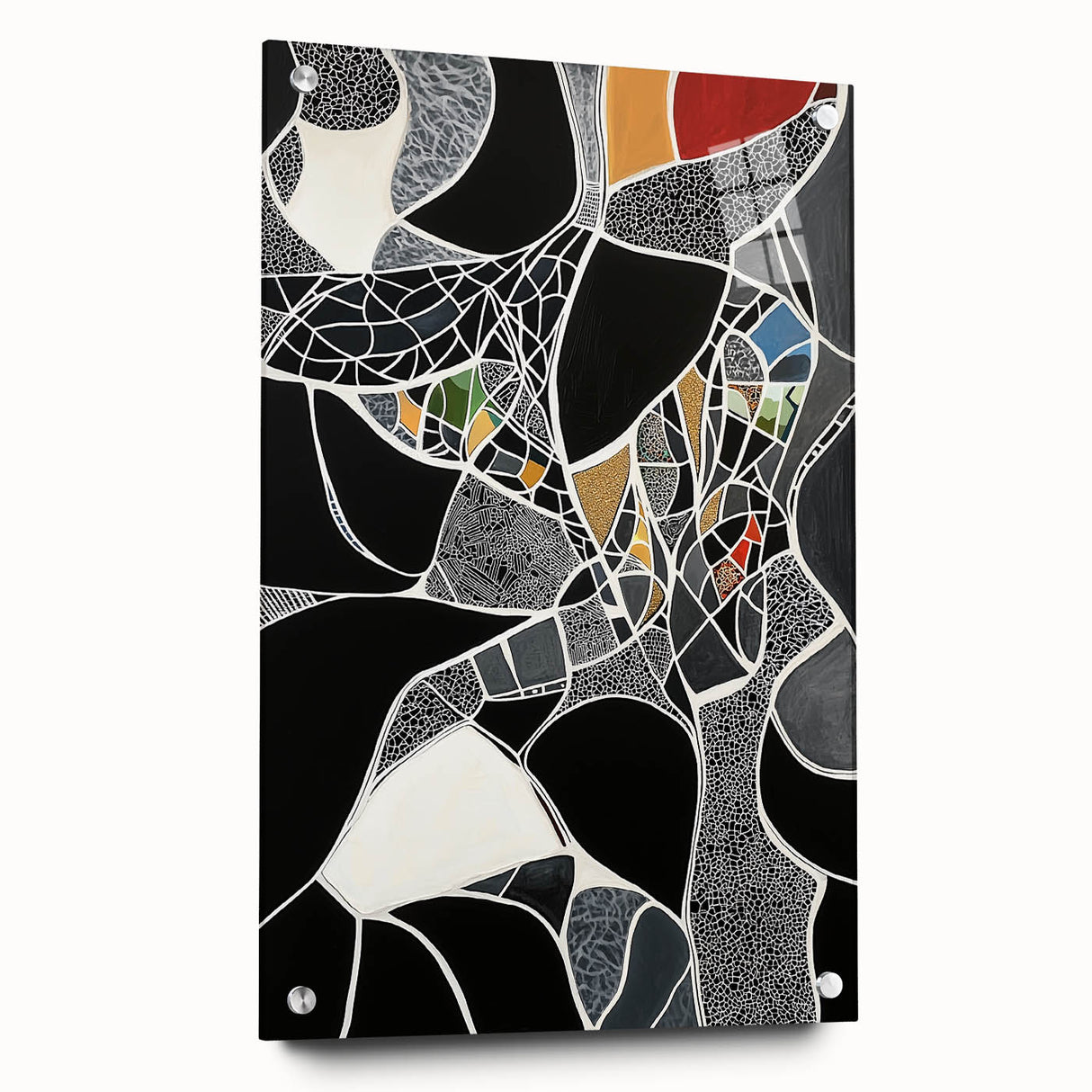 Modern Abstract Mosaic Living Room Wall Art - Large Canvas Print