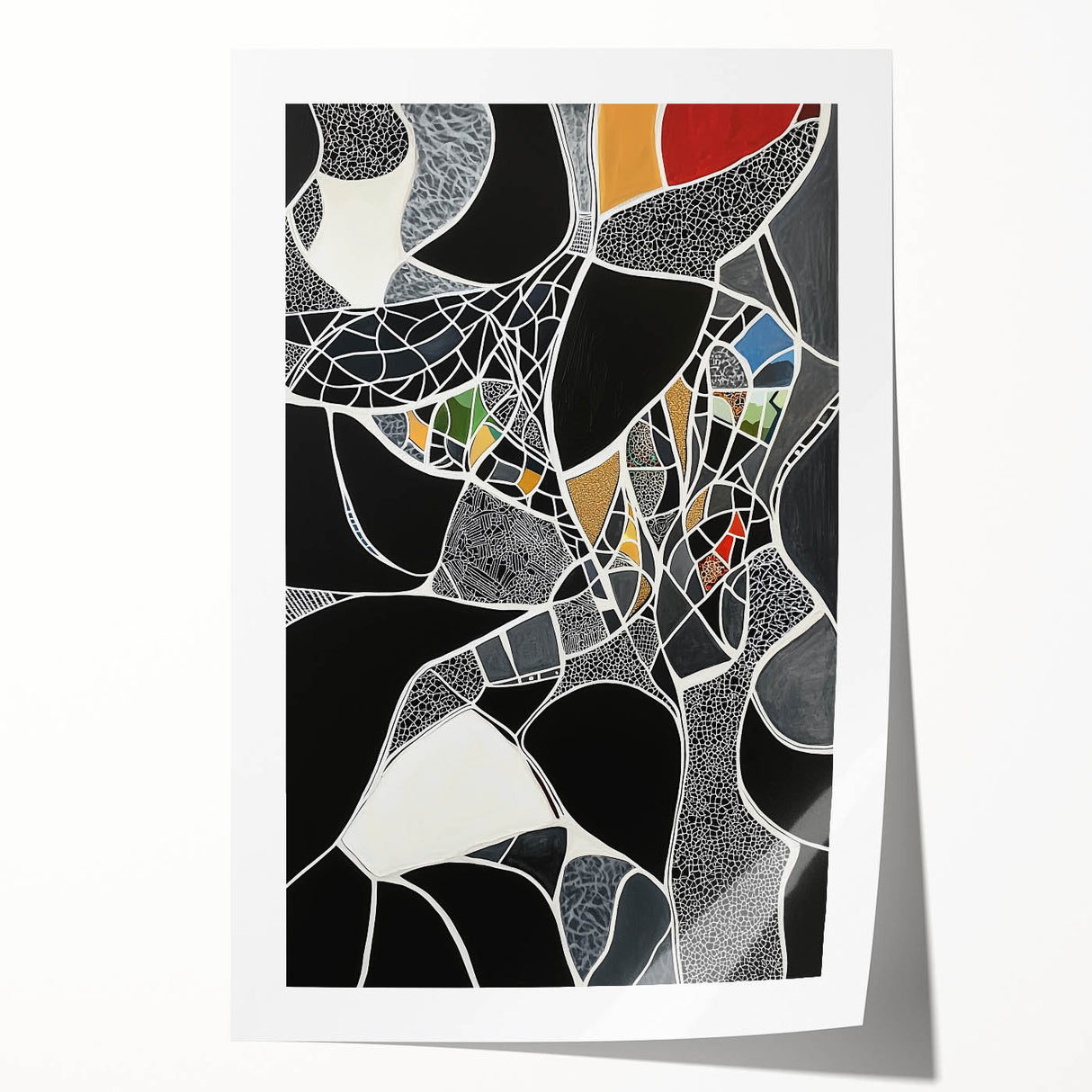 Modern Abstract Mosaic Living Room Wall Art - Large Canvas Print