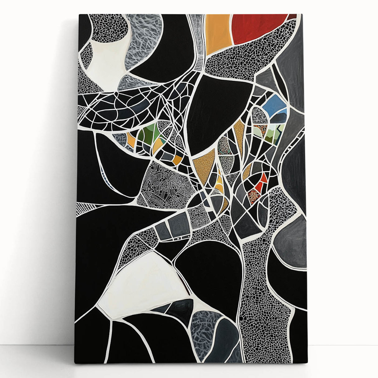 Modern Abstract Mosaic Living Room Wall Art - Large Canvas Print
