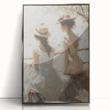 Framed abstract figurative wall art with silver accents, showcasing a modern design that adds elegance to any decor, displayed from a front view.