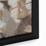 Close-up of an abstract figurative framed canvas artwork showcasing vibrant colors and intricate patterns, perfect for modern home decor or artistic displays.