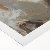 Abstract figurative rolled canvas artwork showcasing vibrant colors and dynamic shapes, perfect for modern home decor, delivered in a protective cardboard tube.