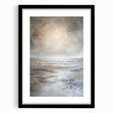 Abstract landscape wall art framed in black with a mat, showcasing a vibrant blend of colors and shapes, perfect for modern home decor.