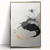 Framed abstract minimalist wall art with gold accents, showcasing a modern design on an acrylic surface, perfect for contemporary decor.