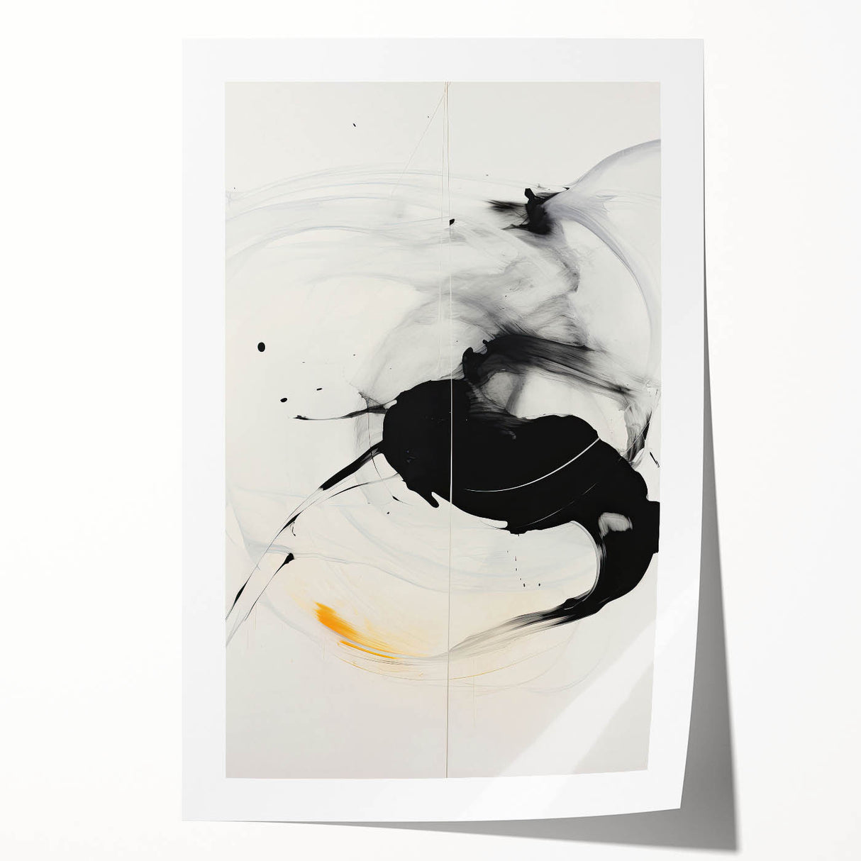 Abstract minimalist wall art print featuring soft pastel colors and geometric shapes, elegantly rolled and packaged in a protective cardboard tube for easy display.