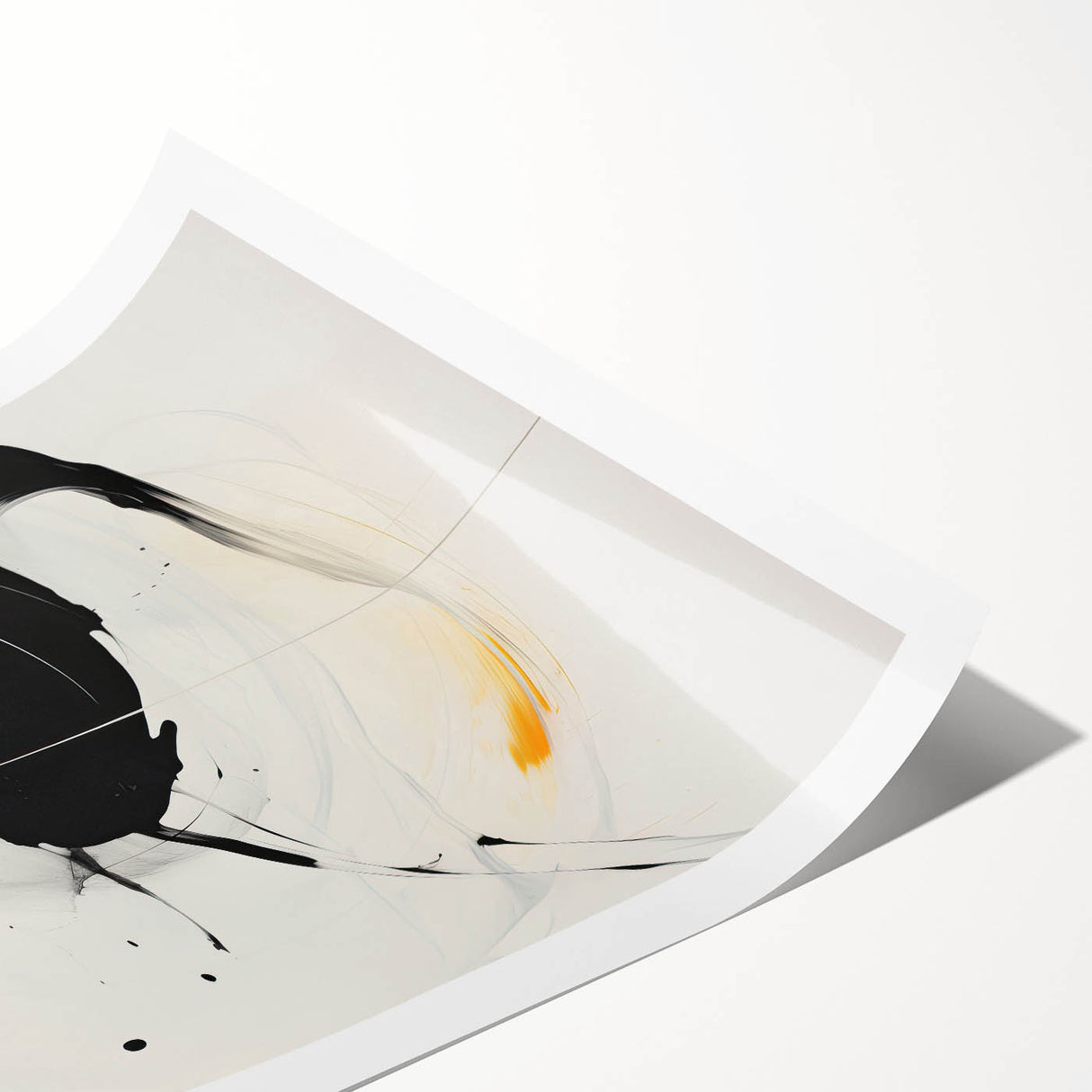 Abstract minimalist wall art print featuring soft, muted colors and geometric shapes, rolled and packaged in a protective cardboard tube for easy transport.