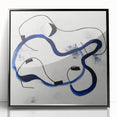 Abstract Fluid Canvas Art – Royal Blue & Black Line Composition