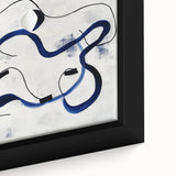 Abstract Fluid Canvas Art – Royal Blue & Black Line Composition