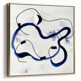 Abstract Fluid Canvas Art – Royal Blue & Black Line Composition
